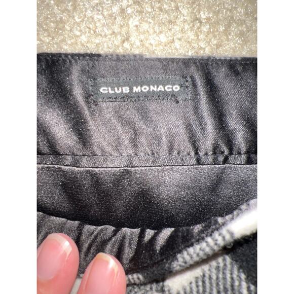 Club Monaco Black & White Checkered Plaid Mini Skirt Cashmere Wool Size XL 14 - Picture 5 of 10